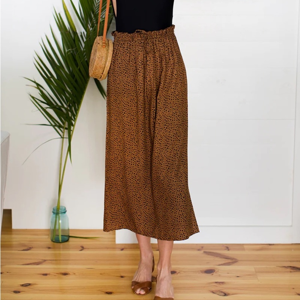 Emerson Fry Spotted Drawstring Midi Skirt, Cheetah Print, XS NWOT